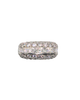 Cushion-shaped platinum ring with round and square diamonds