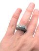 Cushion-shaped platinum ring with round and square diamonds