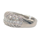 Cushion-shaped platinum ring with round and square diamonds
