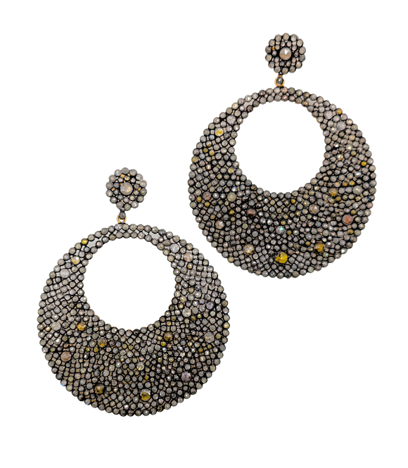 Oversized multicolor diamond hoop earrings