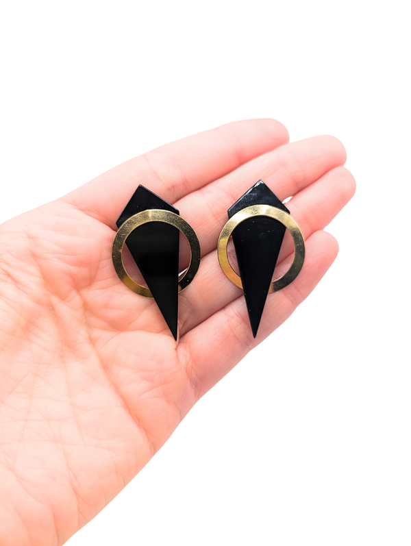 80s onyx and gold earrings