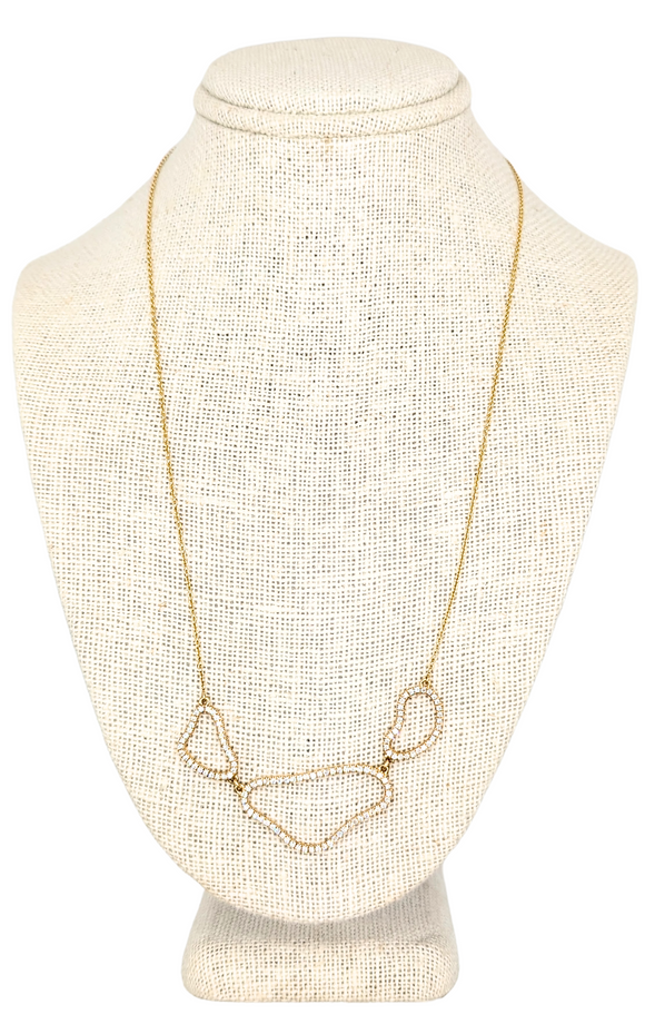 Abstract shape gold and diamond necklace