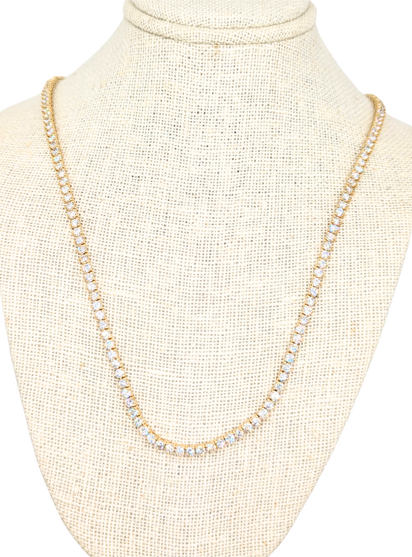 Yellow gold diamond "tennis" necklace