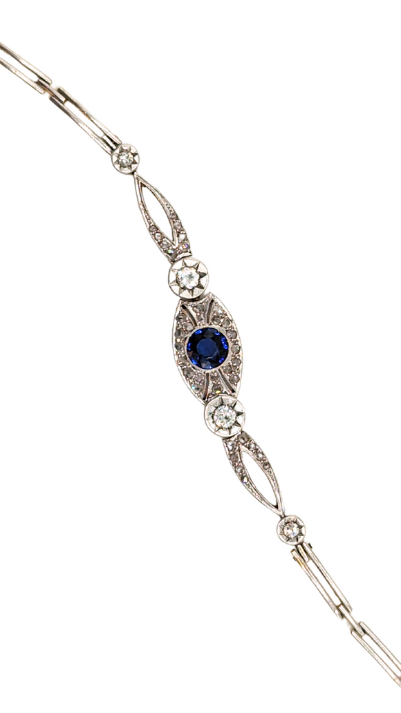 Sapphire and diamond bracelet in white and yellow gold