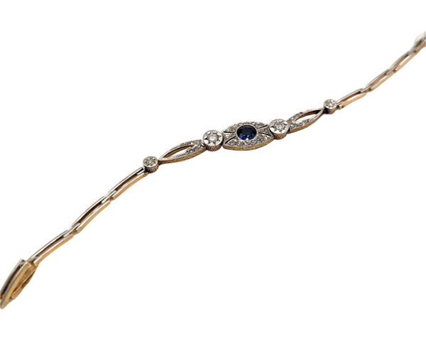 Sapphire and diamond bracelet in white and yellow gold