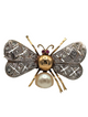 Bee brooch in gold with rubies and pearl