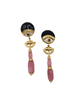 Onyx, diamond, sapphire & rose quartz earrings in yellow gold