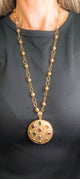 Colored gemstone and diamond "cookie" necklace