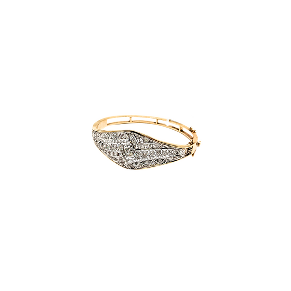 Edwardian style filigree diamond bangle bracelet