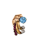 Blue zircon Retro brooch with swirling  rubies and diamonds