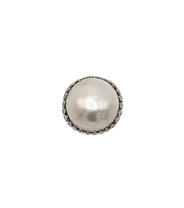 Large mabé pearl and diamond vintage ring