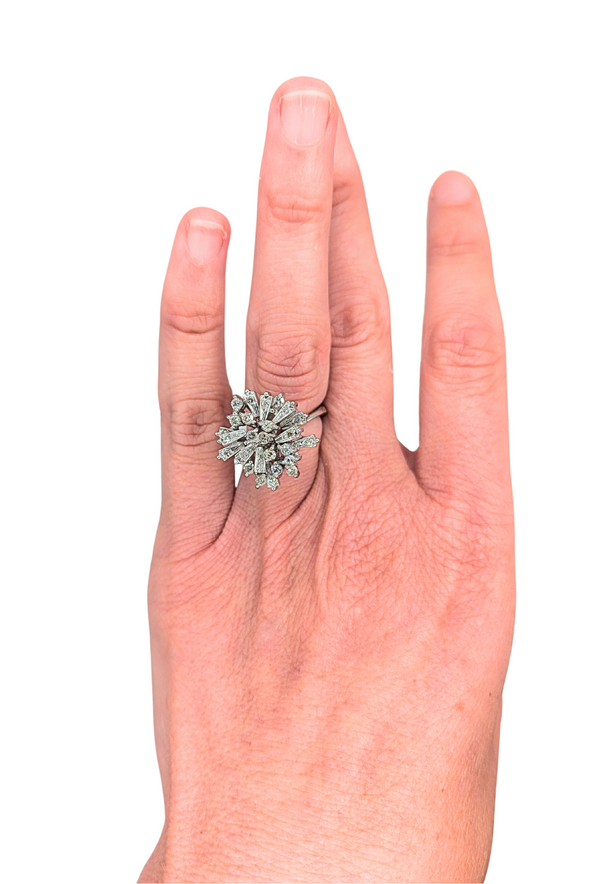 Vintage diamond starburst cocktail ring