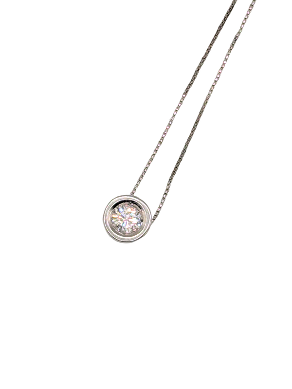 Classic bezel set diamond solitaire necklace