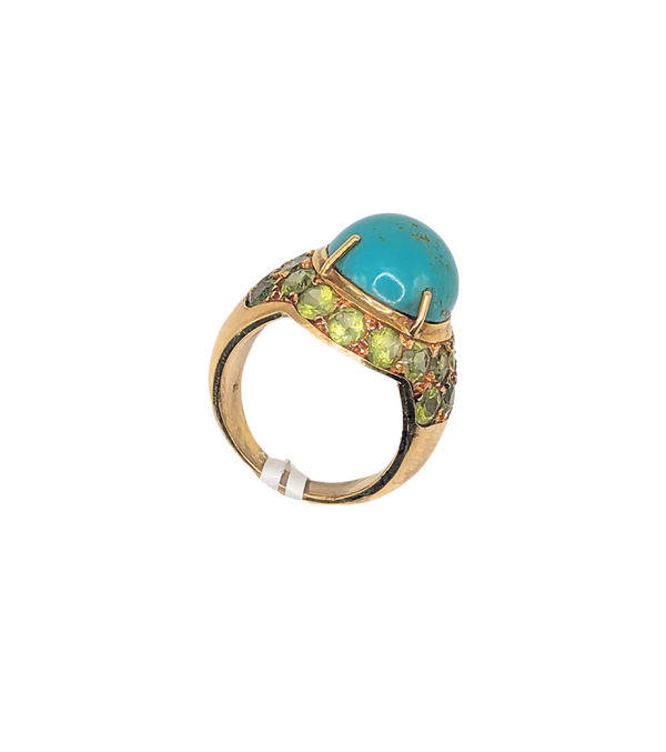 Vintage turquoise and periodot gemstone ring