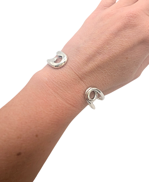 Sterling silver safety pin cuff bracelet