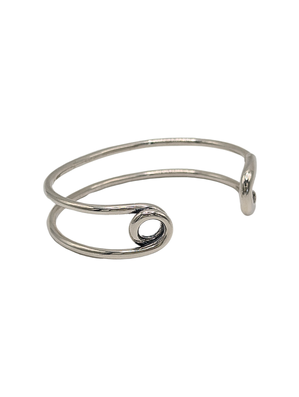 Sterling silver safety pin cuff bracelet