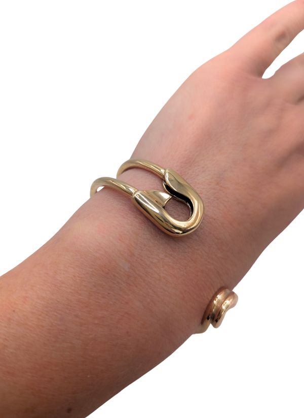 Bronze safety pin cuff bracelet