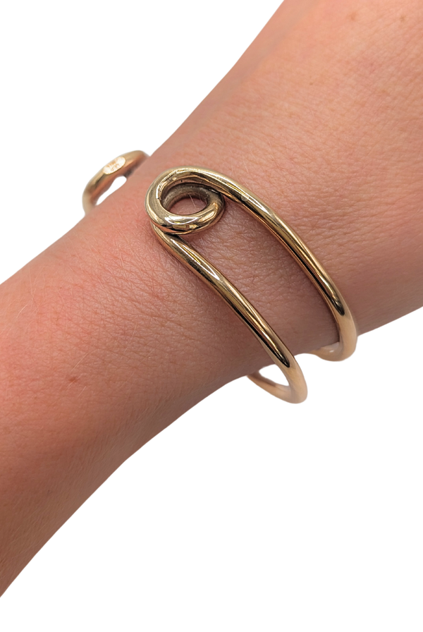 Bronze safety pin cuff bracelet