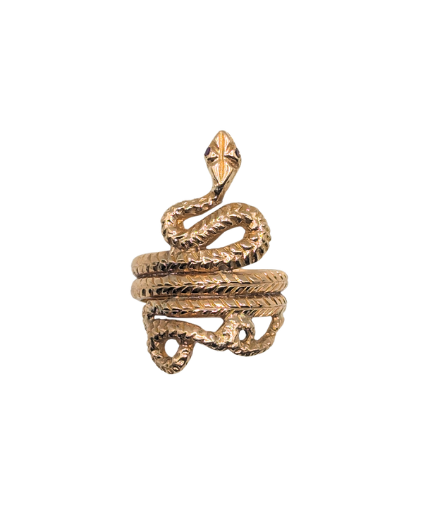 Snake ring with ruby eyes