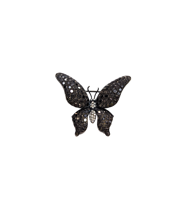 Black diamond butterfly brooch