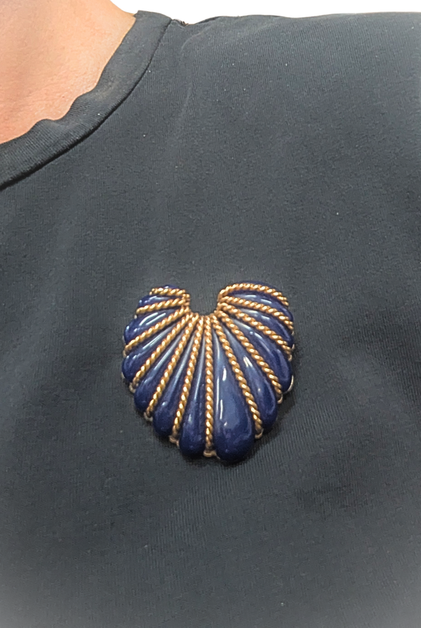 Organic shaped lapis brooch