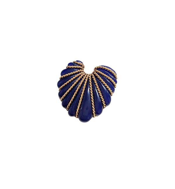 Organic shaped lapis brooch