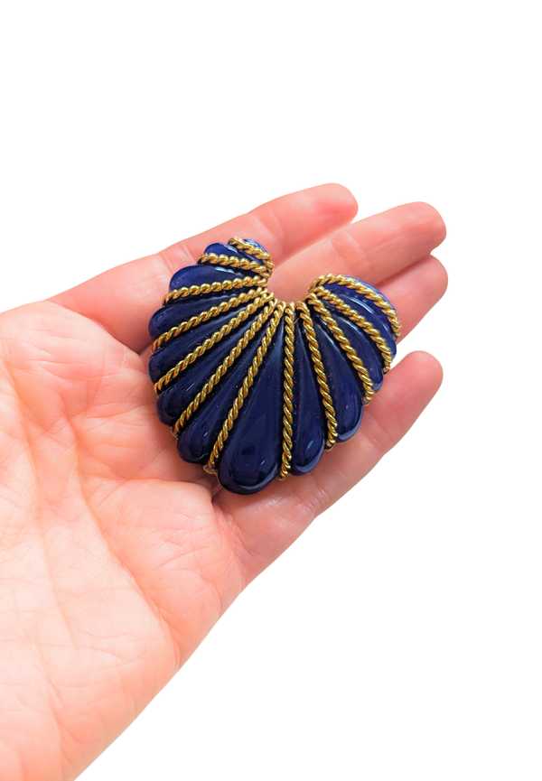 Organic shaped lapis brooch