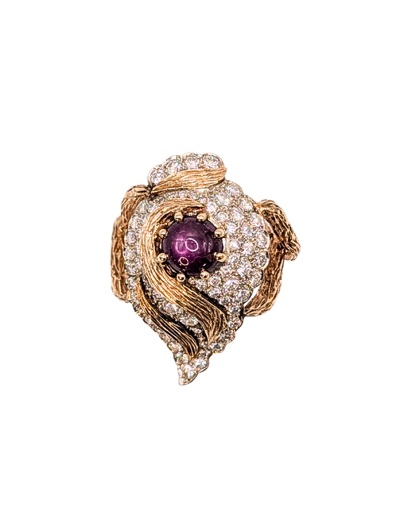 Star ruby & diamond ring