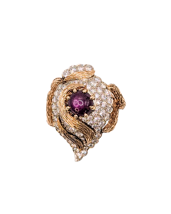 Star ruby & diamond ring