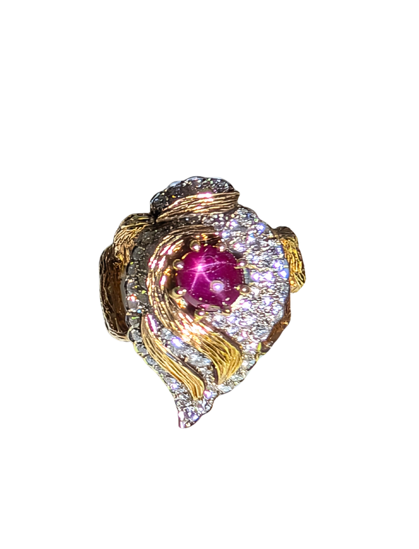 Star ruby & diamond ring