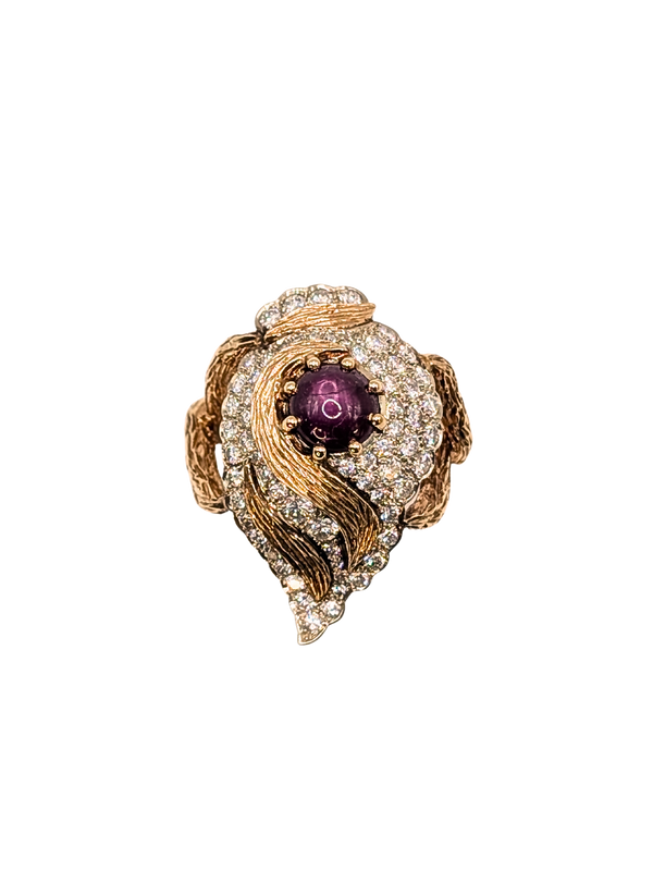 Star ruby & diamond ring