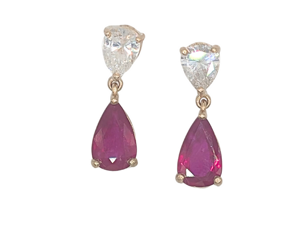 Ruby & diamond dangle earrings 