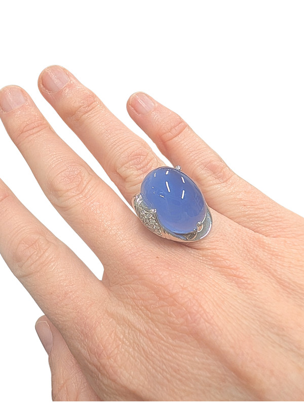 Chalcedony and diamond ring