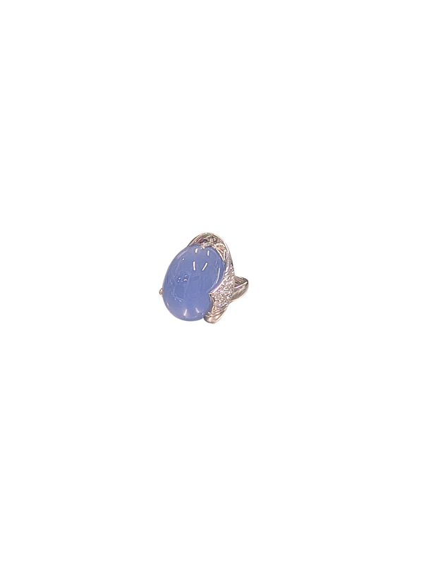 Chalcedony and diamond ring