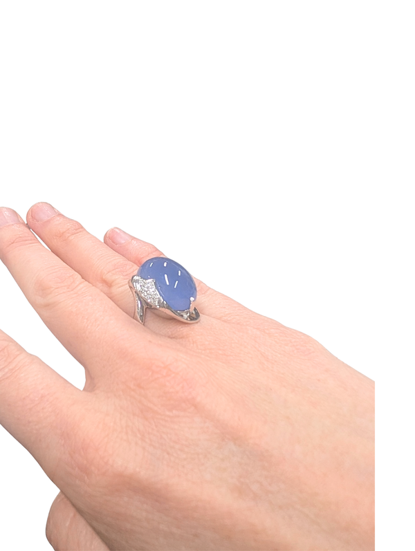 Chalcedony and diamond ring