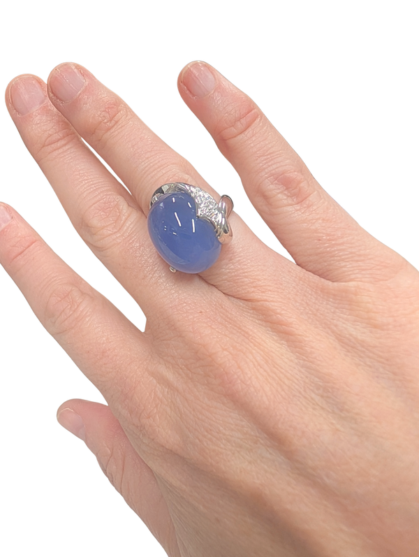 Chalcedony and diamond ring