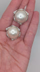 Vintage mabé pearl and diamond earrings