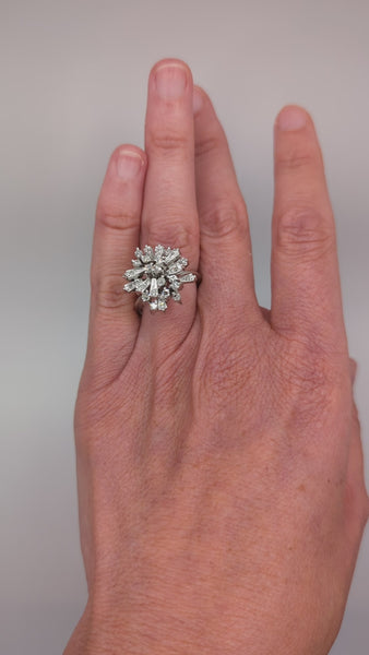 Vintage diamond starburst cocktail ring