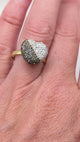 White and black diamond heart-shaped sweetheart ring