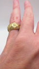 Gold and diamond checkered pattern ring