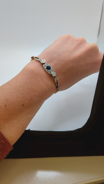 Sapphire and diamond bracelet in white and yellow gold