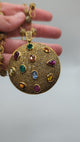 Colored gemstone and diamond "cookie" necklace