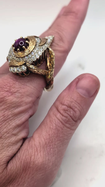 Star ruby & diamond ring
