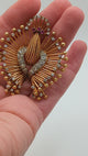 Peacock vintage inspired brooch with diamonds in rose gold